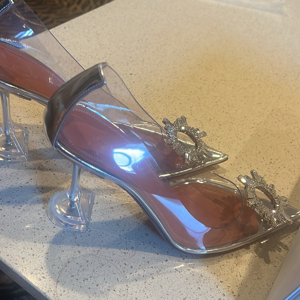 Silver Stiletto Heels with Ornate Embellishment